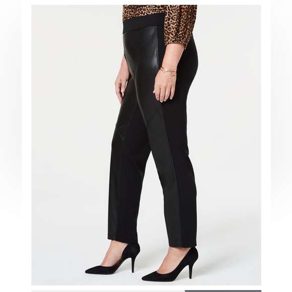 NWT Calvin Klein Women Plus Size Faux-Leather Skinny Ankle Leggings - Picture 4 of 9